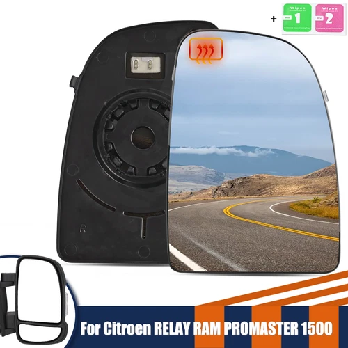Right Side Mirror Glass Upper Heated Convex For Ram Promaster 1500 2500 3500