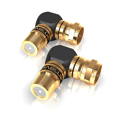 VIABLUE XS SAT F-Stecker Adapter Stecker/ Buchse 90° gewinkelt 2er Set | 40820