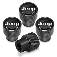 Jeep In Black On Black Aluminum Tire Valve Stem Caps