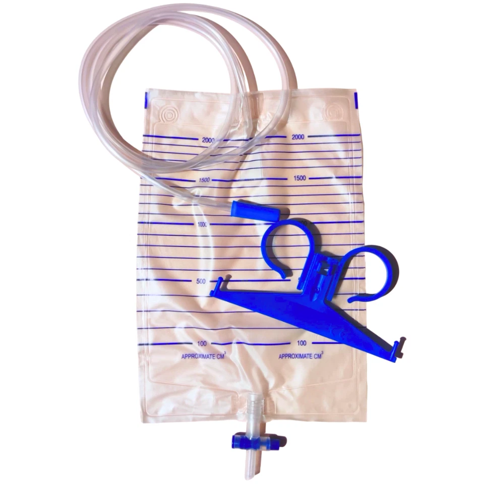 DOC Sacche Urina con Valvola Antireflusso e Scarico a T con Tubo 130 cm - 30 pz