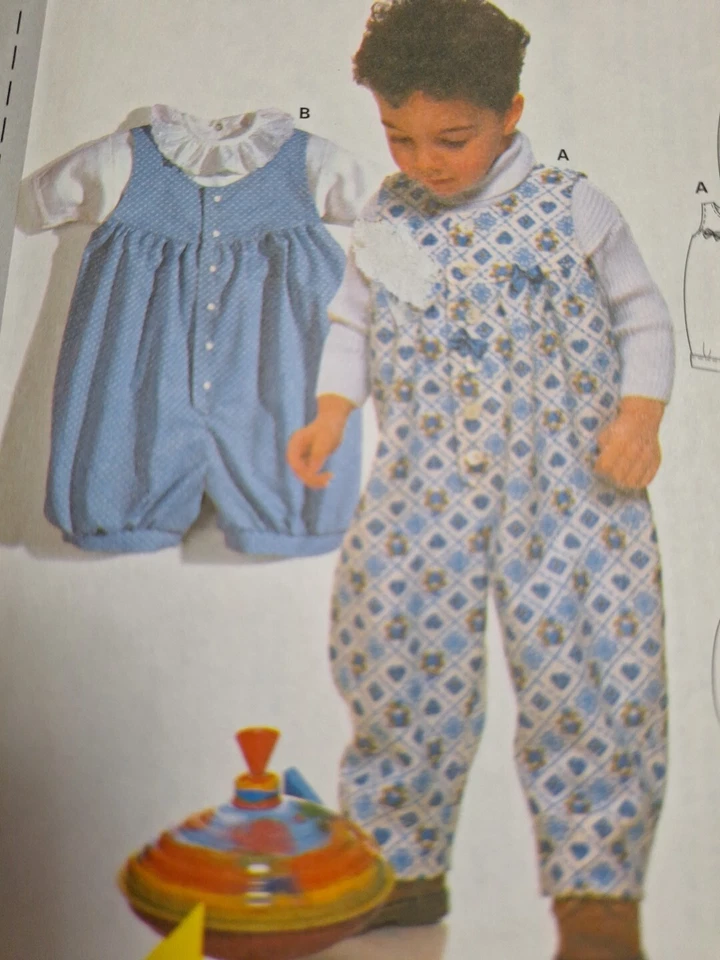 Overalls Shortalls Romper Boys 3M 6M 9M 12M 18M 2T Burda 2915 Sewing Pattern - Image 2 of 4