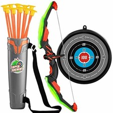 TEMI Kids Bow and Arrow Set - LED Light Up Archery Toy Set with 10 Suction Cup A