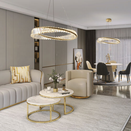 Modern LED Ring Crystal Chandeliers Ceiling Lights Fixtures Pendant Lighting D23 - Picture 7 of 14