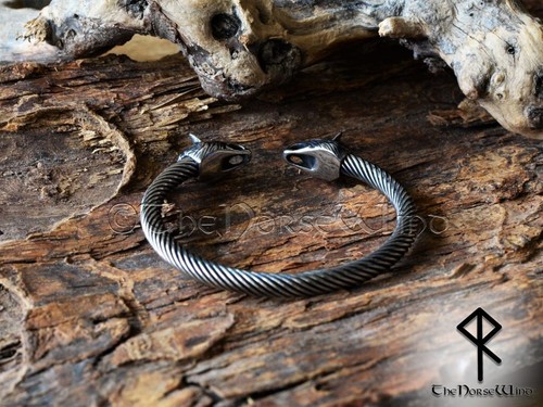 WIKINGER ARMBAND Fenris Wolf Armreif Silber Edelstahl Keltisch Mittelalter - Bild 11 von 13