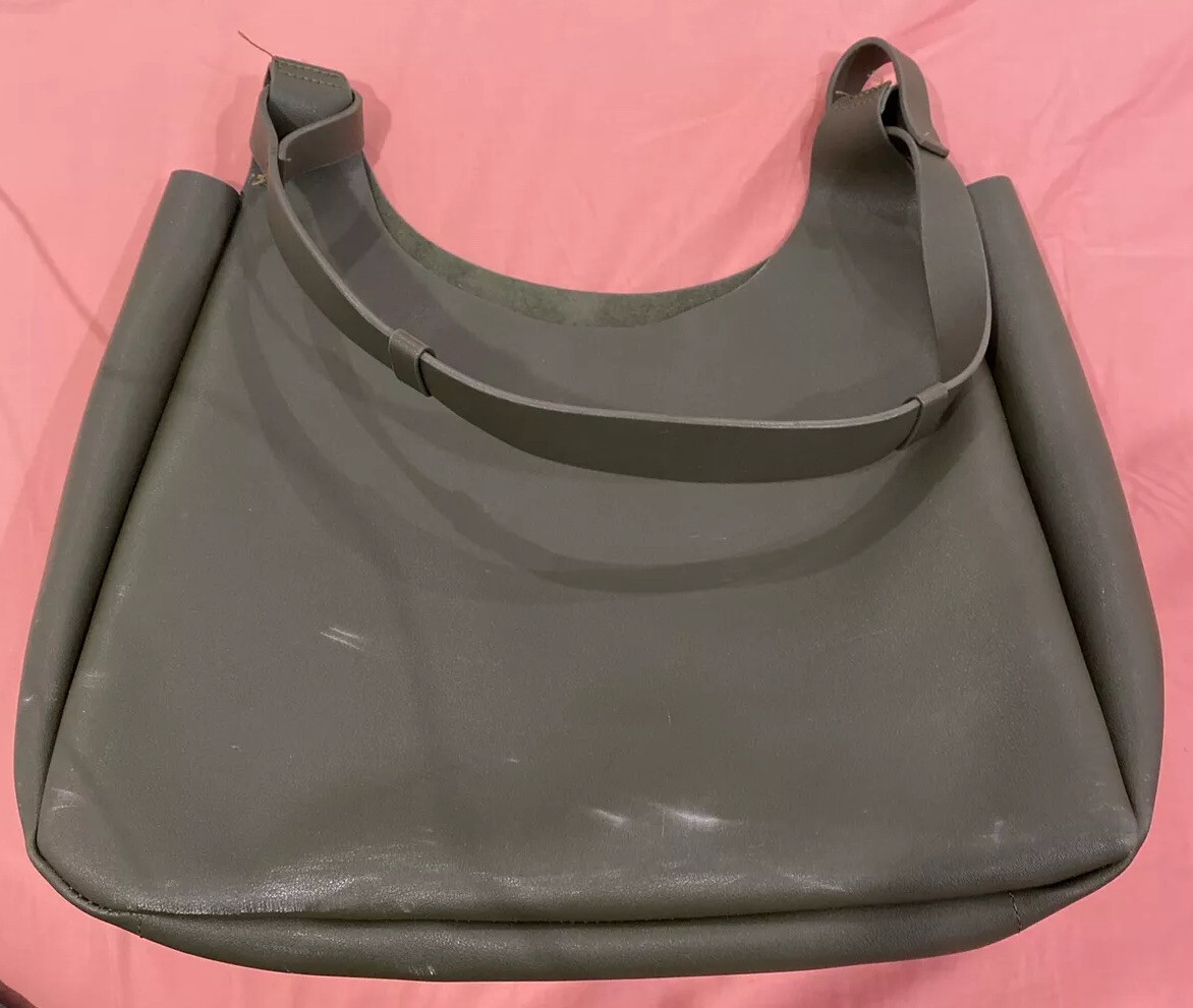 Neiman Marcus Olive Army Green Rubber Large Waterproof Tote Bag Sz