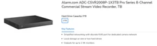 Alarm.com 8CH Commercial Streaming Video Recorder-3TB (CSVR)#ADC-CSVR2008P-1X3TB