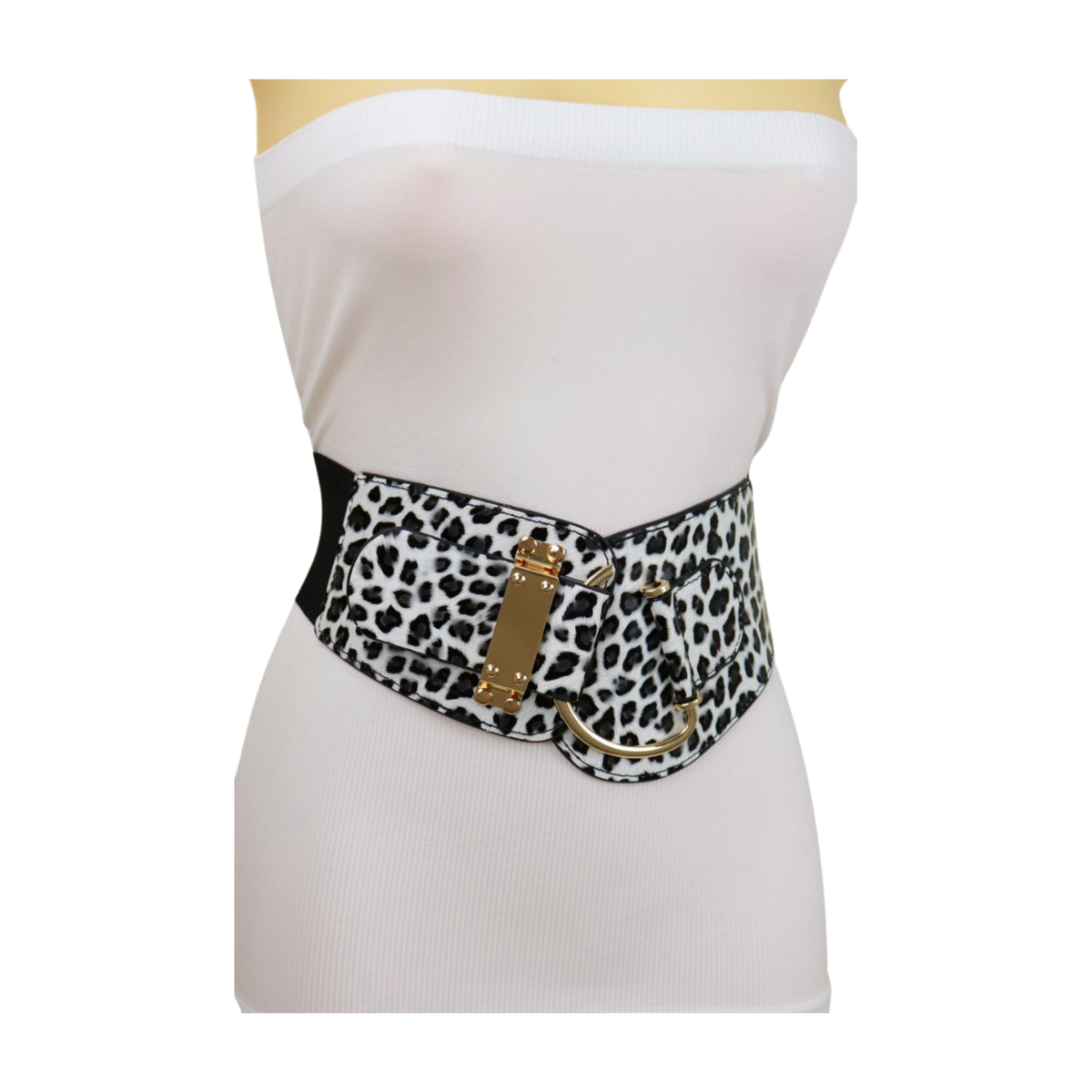 Leopard Print Wide Waist Belt with Gold Buckle Buy Womens Leopard Belt With Brass Buckle | Capo Pelle main image 2