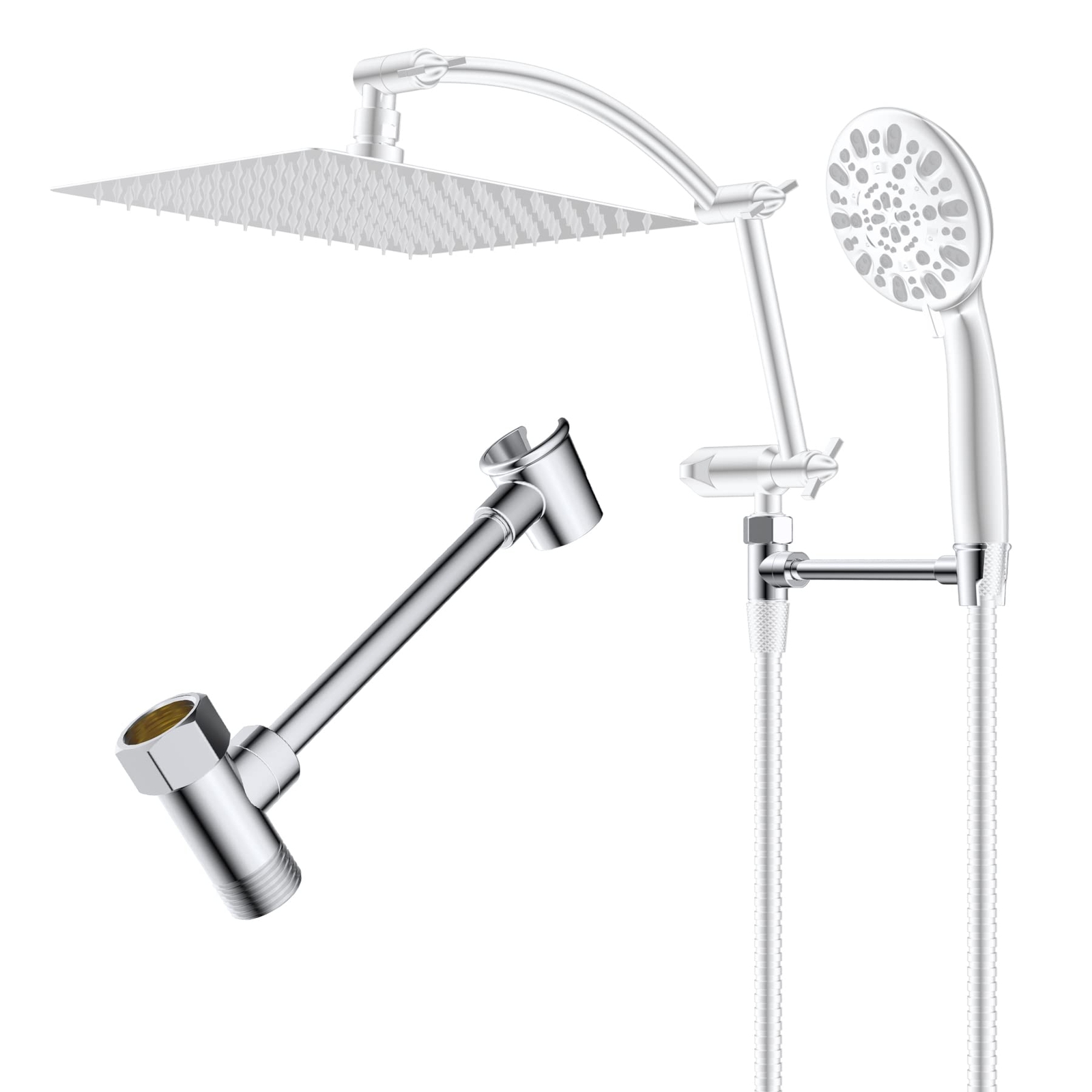 All Metal Shower Head Holder, Solid Brass Shower Arm Holder for Handheld Show...