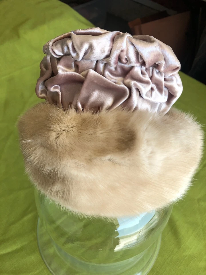 Sombrero gorro visón años 50 diseño alta costura por Lucille Tunison Original Foto 4 de 4