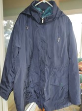 Catherines Women's Dark Blue Hooded Peacoat With Green Removable Lining