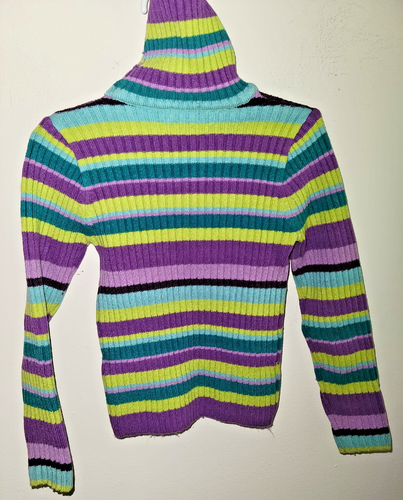The Children's Place Knit Sweater Turtleneck Striped Girls Size 5/6 Small - Picture 2 of 5