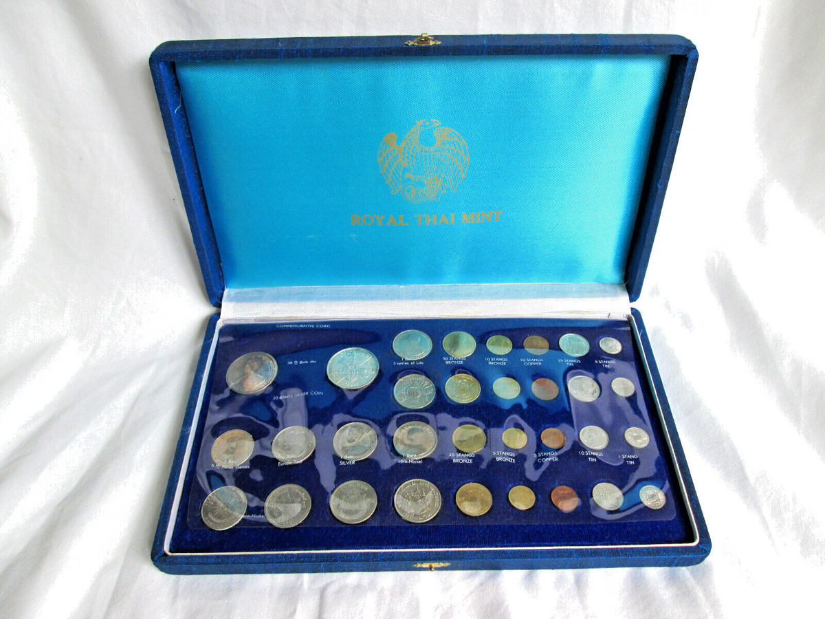 1960s Royal Thai Mint Set 32 Commemorative Coins Collection in