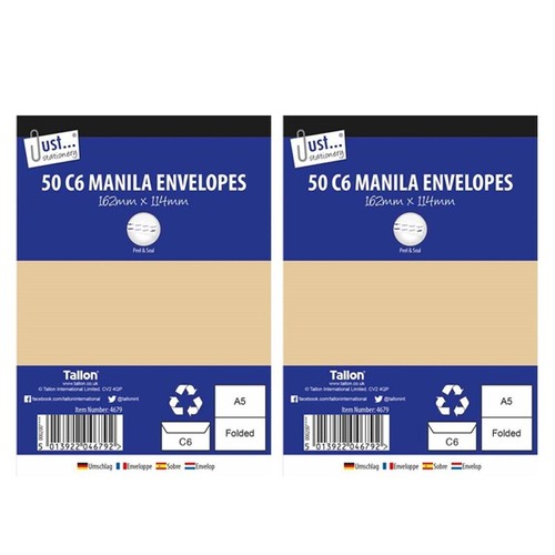 100 pcs Brown C6 Envelopes Peel & Seal Strong Paper 80 GSM Home Office Supplies - Picture 1 of 11