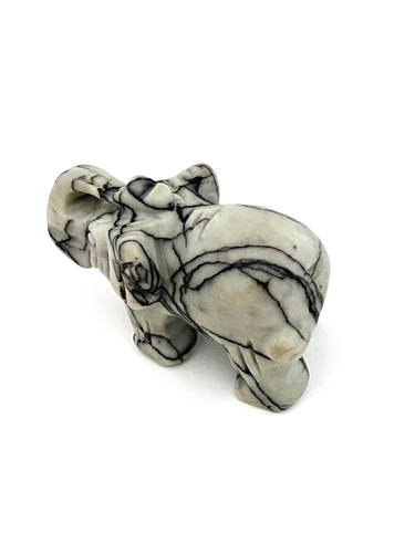 Natural Picasso Jasper Gemstone Carved Elephant Figurine, 47.71g (1.68 oz)