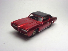 T-JET 1969 CANDY RED GTO CONVERTIBLE HO SLOT CAR BODY BLEM. CRACKS IN PAINT