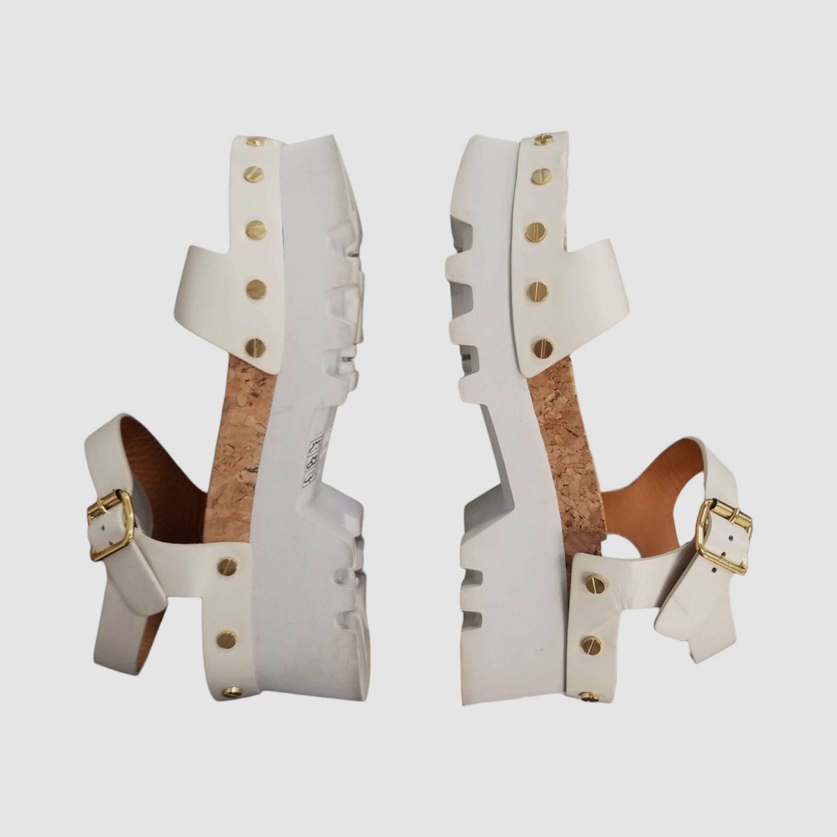 $995 Chloe Women Ivory Owena Platform Leather Sandals Shoes Size 39 View 6