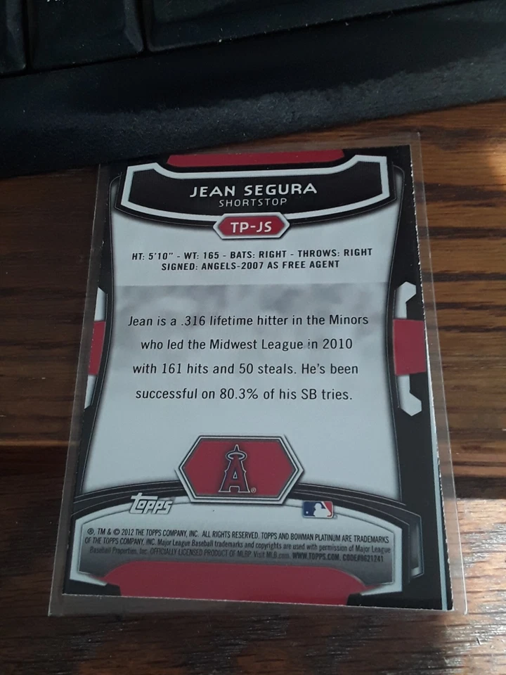 Jean Segura SP Rookie Top Prospect 2012 Bowman Platinum Miami Marlins - Image 2 of 2