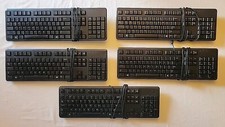 Dirty AS-IS Lot of 5 used Dell Keyboard KB212-B USB 104-Key Quiet QWERTY