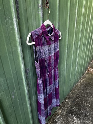 Vintage Purple Sleeveless Fairy Dress with Collar - fits size 10 - Picture 7 of 12