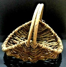 Vintage Hand Woven primitive Buttocks basket Wicker Rattan Decor Easter Folk