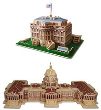 3D Puzzles - The White House and US Capitol Wooden 3D Puzzle Construction Kits t