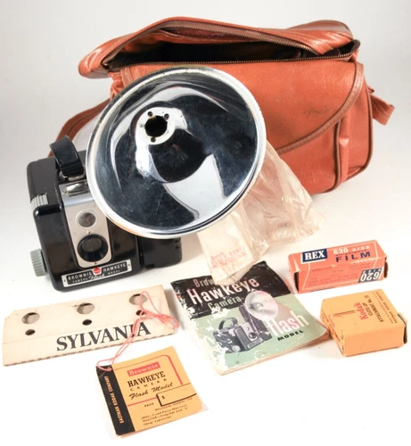 Vintage Kodak Brownie Hawkeye Flash Model CameraCase Flashguard Close-up Attchmt