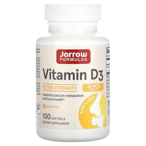 Jarrow Formulas, Vitamin D3, Cholecalciferol, 25 mcg (1,000 IU), 100 Softgels - Photo 1/2