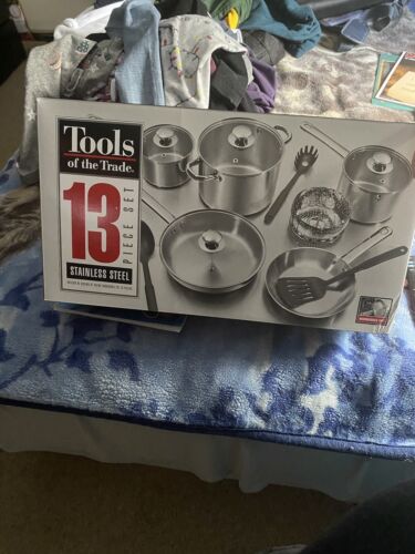 Tools Of The Trade Stainless Steel 13 Piece Cookware Set Dishwasher Safe New