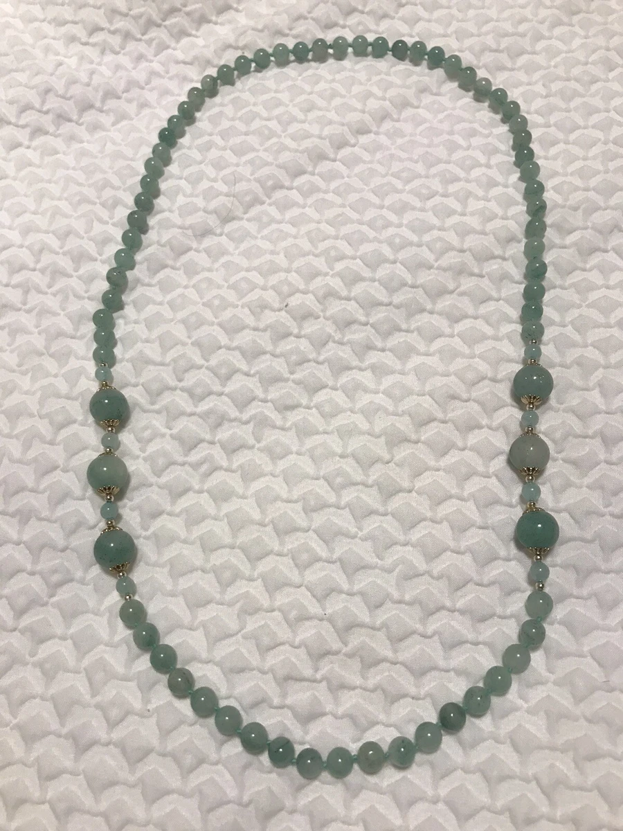 Old Chinese Natural Translucent Green Jade Nephrite Round Bead