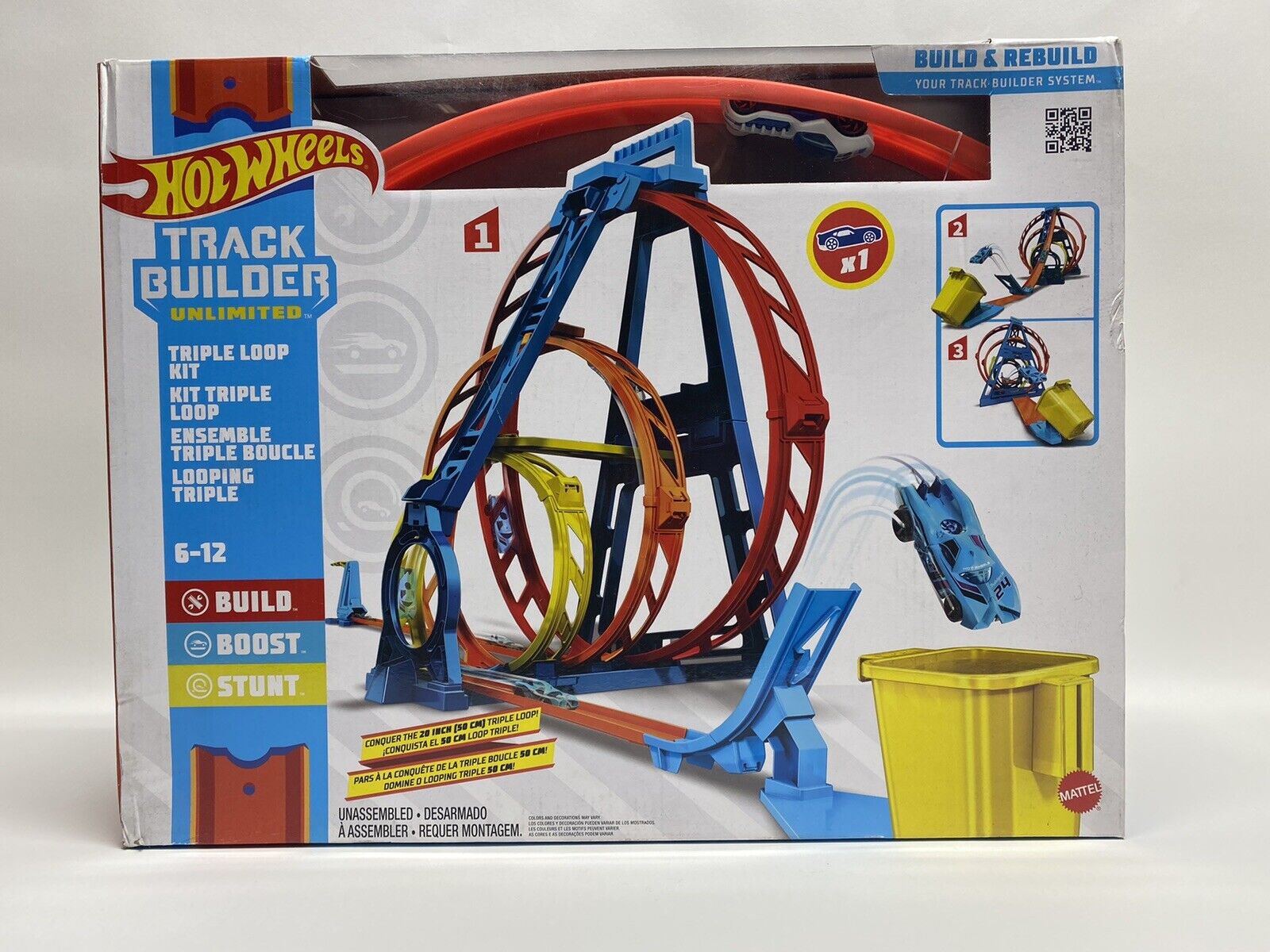 Hot Wheels Track Builder Unlimited Triple Loop Kit, Multi Color, Model:GLC96