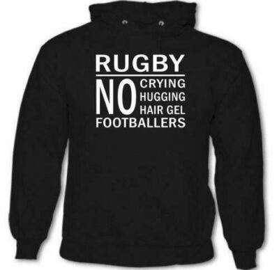 AWDis Herren Hoodie Rugby  No Crying, No Hugging, No Hair Gel  Grafik