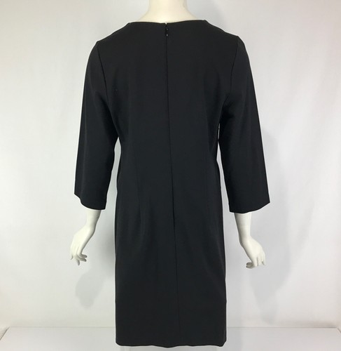 Jacqui E Dress Black Size M 12 14 Shift 3/4 Sleeve Button Detail Ponte Corporate - Picture 6 of 13