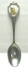MINI SILVERTONE 3 3/8" PRAYING HANDS METAL & ENAMEL SOUVENIR COLLECTIBLE SPOON