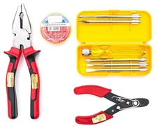 1252 Steel Hand Tool Set/4 PCS (Screwdriver Set/6 PC, 8" Combination PLIER, Wire