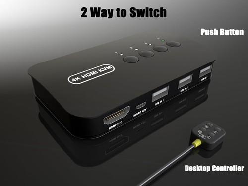 HDMI KVM Switch 4 Port für 4 Stück - USB, 4K@30Hz, mit Kabeln & Controller - Bild 3 von 7