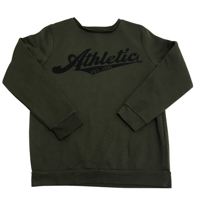 Primark Boys 10-11 Yrs Long Sleeve Graphic Sweatshirt 'Athletic 1991' Dark Green