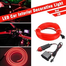 2m Ice Red Car Led Wire El Light Strip Interior Atmosphere Glow Neon Lamp Decor