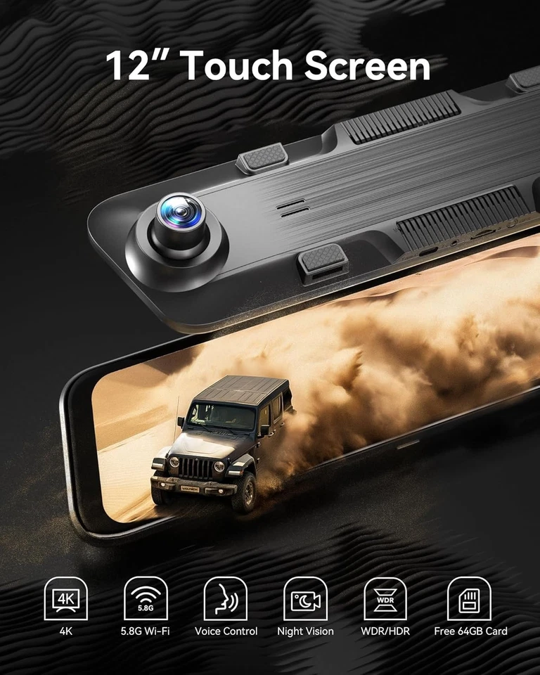 4K Rear View Mirror Cam with Intelligent Voice Control - Image 4 of 4