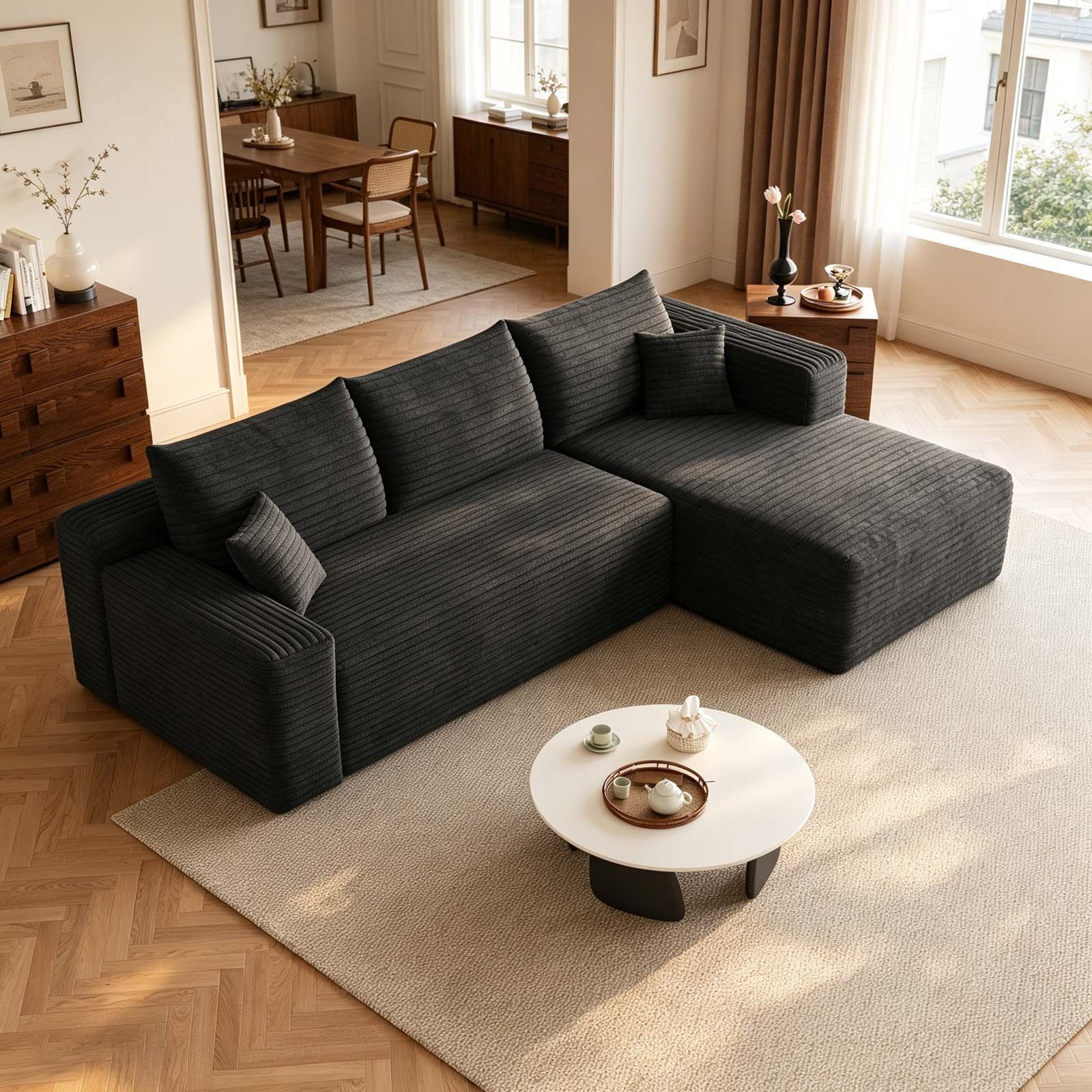 95" Boneless Couch Right Chaise L Shape Sectional Cloud Sofa Set for Living Room alternate view 6