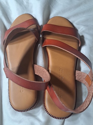 Cynthia Rowley Damen-Sandalen Größe 7 rot Leder Riemchen Fersenriemen - Bild 2 von 5