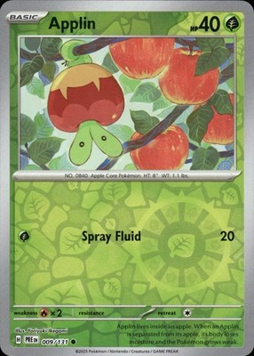 Applin | 9 | Pokemon | Prismatic Evolutions | Reverse Holo | 50% off 2nd Item