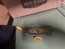 Vintage 50s Wyandotte Toys Tin Happy Easter Bunny Pulling Streamline Wagon Cart