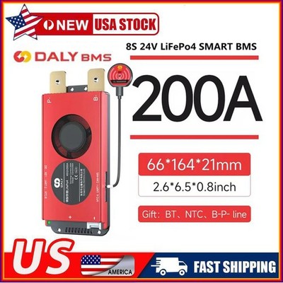 Daly Smart BMS 8S 24V 200A LiFePo4 Battery BMS w/Balance +Bluetooth Module USA