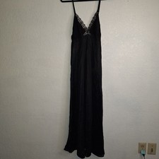 Vintage Pandora By CHIC Lingerie Black Nylon Chiffon Nightgown Size S