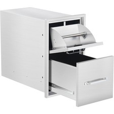 Outdoor Kitchen Cabinets 304 Stainless Steel,2 Drawers with Paper Towel Holder