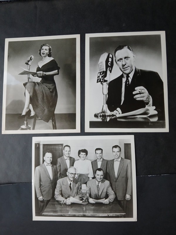 Lot of (3) NBC RADIO CELEBRITIES PROMO PHOTO/PRINTS~w/ Cool Vintage Microphones