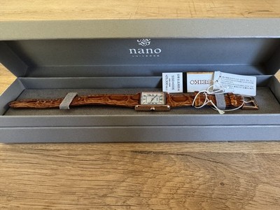 NEW SEIKO Rose Gold Tank, Nano Universe Collab SSEH00 Watch Quartz W/ Box