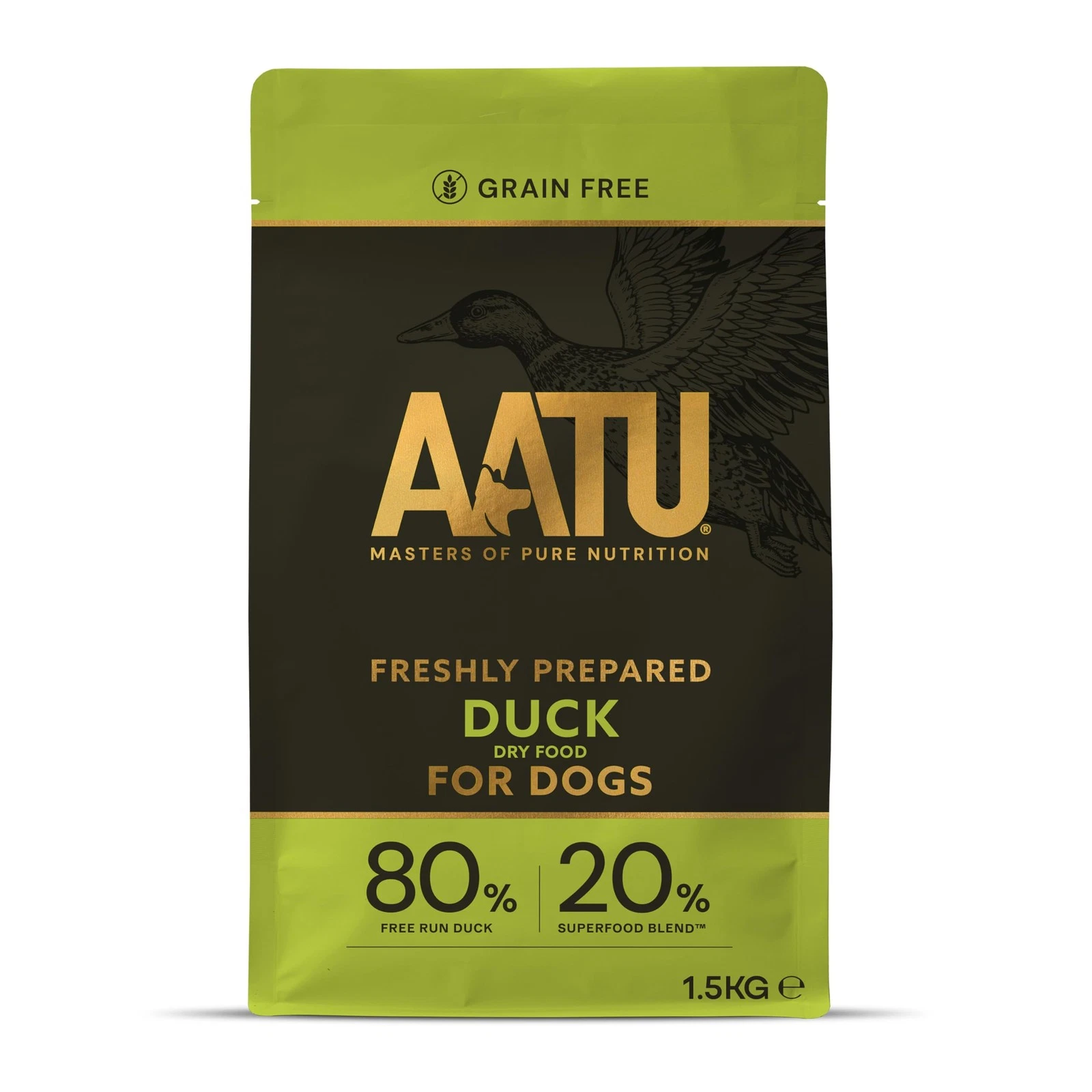 AATU 80/20 Complete Dry Dog Food, Duck 1.5kg Dry Food Alternative to Raw Fee...