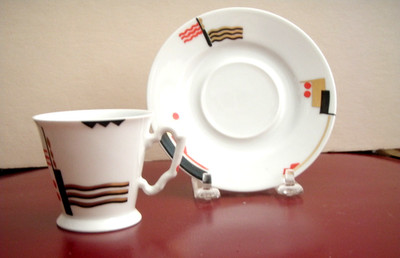 Langenthal Swiss Porcelain Espresso Cup & Saucer - Art Deco/Moderne/Streamline