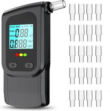 Breathalyzer, LCD Digital Alcohol Tester with 20 Mouthpieces - Portable  Eas...